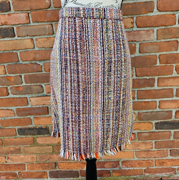 Chelsea & Theodore Tweed Fringe Pencil Skirt – Size 6 - Picture 1 of 15